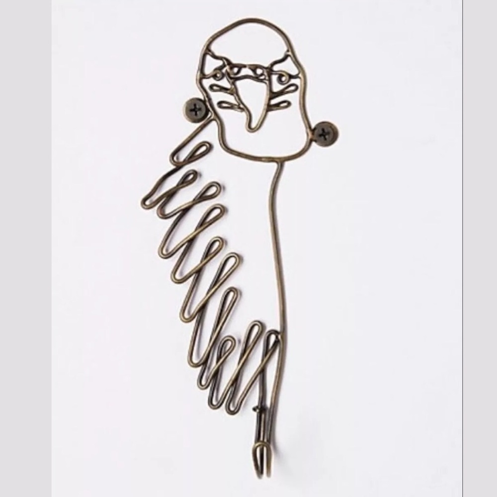 Anthropologie Parrots Wall Jewelry Hook 7.25" Iron